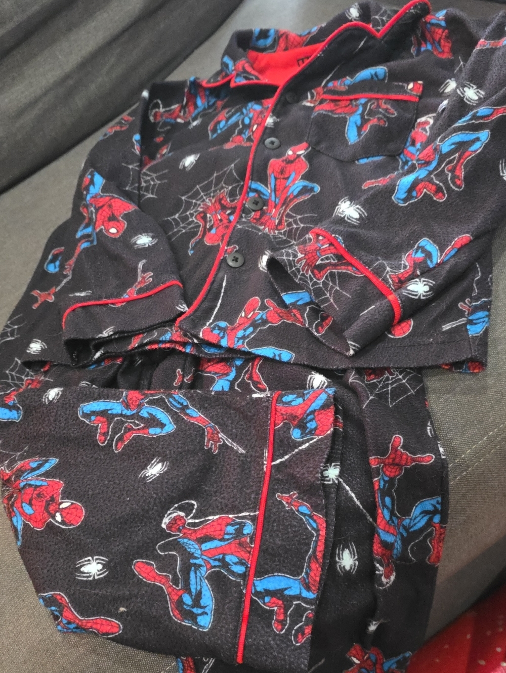 Marvel Black Spider-Man Pajama Set with Red and Blue Accents